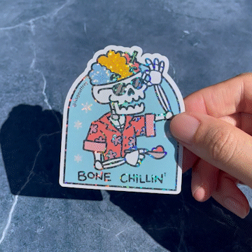 Bone Chillin' Glitter Sticker (3")