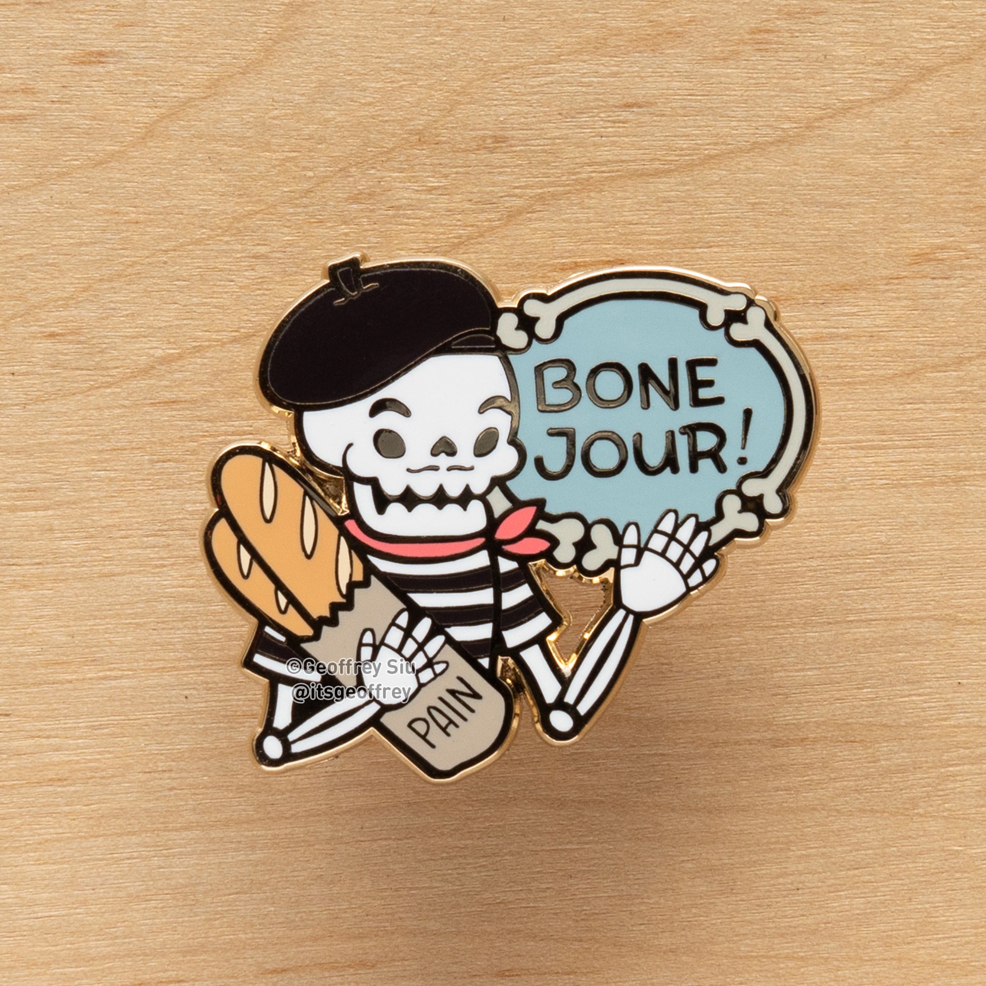 Bone Jour Skeleton Hard Enamel Pin