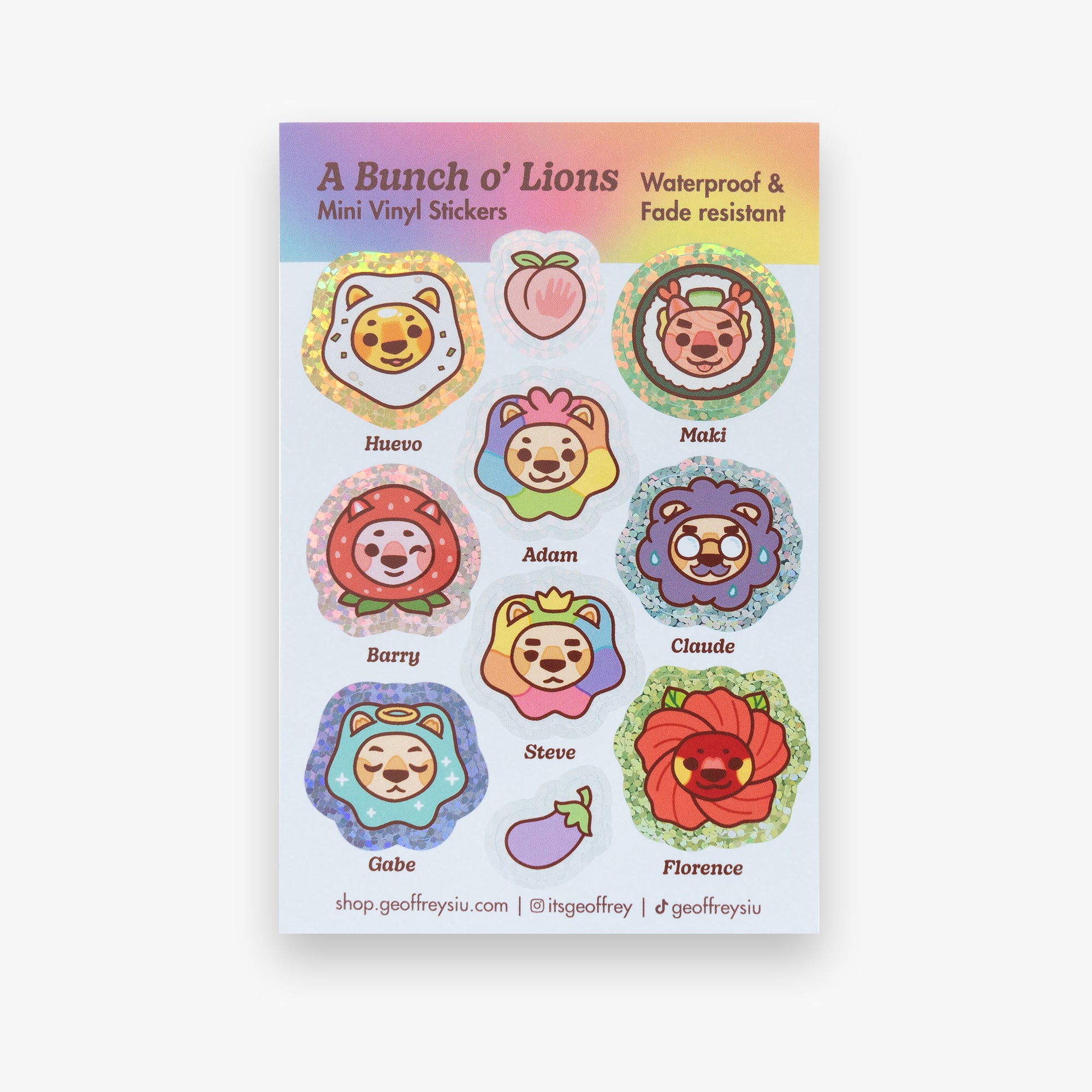 A Bunch O' Lions Mini Vinyl Sticker Sheet