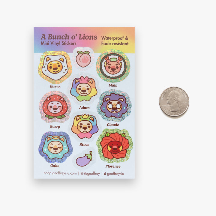 A Bunch O' Lions Mini Vinyl Sticker Sheet