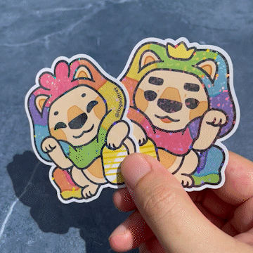 Maneki Adam & Steve Glitter Stickers (2.75")