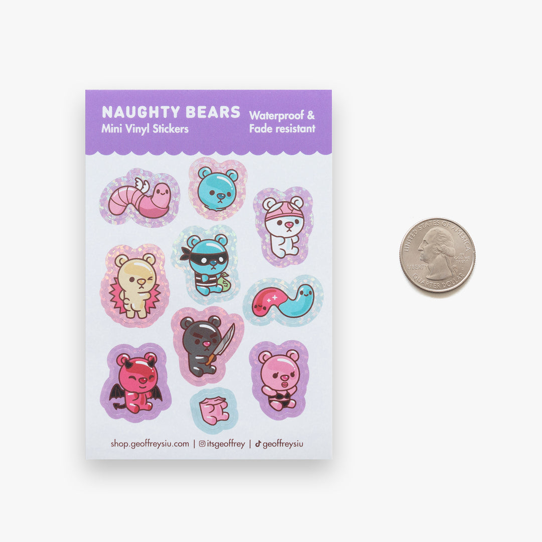 Naughty Bears Mini Vinyl Sticker Sheet