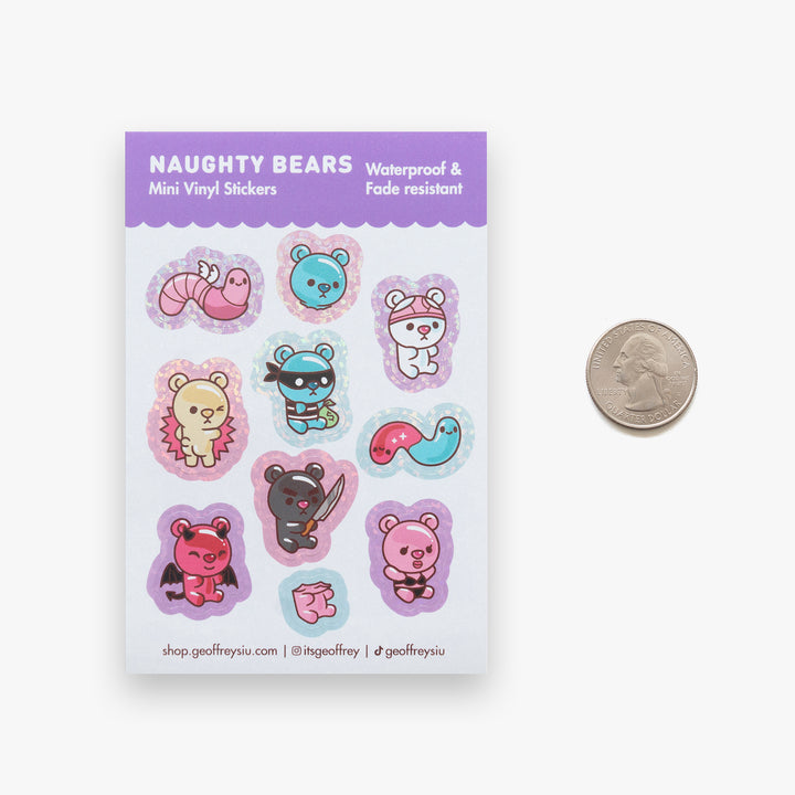 Naughty Bears Mini Vinyl Sticker Sheet