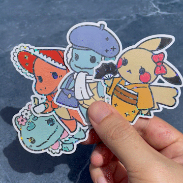 Pokema'am 1 Holographic Glitter Stickers Geoffrey Siu Art LLC Pokema'am 1 Holographic Glitter Stickers Geoffrey Siu Art LLC